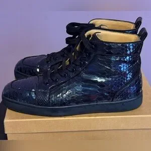 NEW Christian Louboutin Python Rantus Orlato High Top Sneakers Blue Mens Size 12 Christian Louboutin | Shoes | Christian Louboutin Python  main image 2